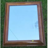 An Antique walnut cushion framed mirror, overall 32ins x 27ins