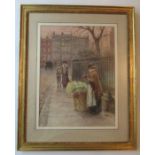 Arthur Verey, watercolour, The Flower Girl, signed, 16.25ins x 12,25ins