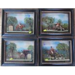Two pairs of Victorian painted dioramas, two of The Derby Winner 1806 Paris and 1805 Cardinal and