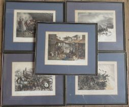 A set of five 19th century Military colour prints, 10ins x 13ins