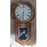 A 19th century rosewood drop dial wall clock, height 31ins