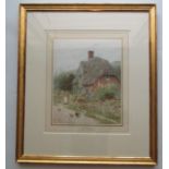 Helen Allingham, watercolour, A Cottage at Wishfold, Wilts, signed, 10.5ins x  8.25ins - illustrated