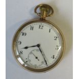 A 9ct gold pocket watch with subsidiary second dial, weight 87g