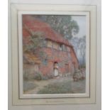 Helen Allingham, watercolour, cottage scene with mother and child, signed, 9ins x 7.25ins