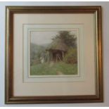 Helen Allingham, watercolour, Fetching the water, signed, 7.25ins x 7.5ins