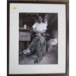 Jamie Cartwright, photograph, seated man in tailors shop, 14ins x 10.5ins