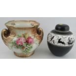 A Pheonix Ware ginger jar, decorated in The Runaway design, height 9.75ins, together with a