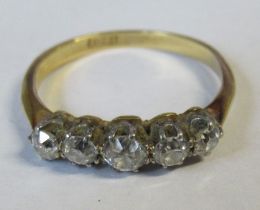 A five stone diamond ring, of graduated old cut diamonds, diamond weight estimated at 0.45ct,