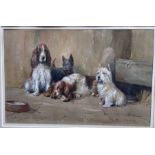 Frank Rawling, watercolour, Spaniels and Terriers, signed, 14ins x 21ins