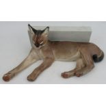 A 1930's Art Deco porcelain model, of a Caracal, designed by Felice Tosalli for Lenci, printed marks