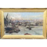 Charles Dixon, watercolour, The Pool of London, signed, 29ins x 49ins