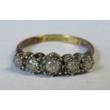 An 18ct platinum five stone diamond ring, weight 3.3g