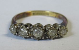 An 18ct platinum five stone diamond ring, weight 3.3g