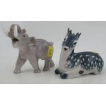 A Royal Copenhagen model, of a deer, No 2636, together with an Elephant, 1923 -30