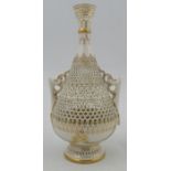 A Royal Worcester two handled pierced vase, by George Owen, marked to the base, height 7ins