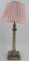 A silver Corinthian column table lamp, London 1896, height 19ins