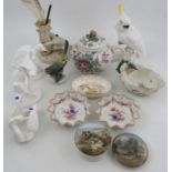 A collection of 19th and 20th century pottery and porcelain, to include two Pratt ware pot lids,