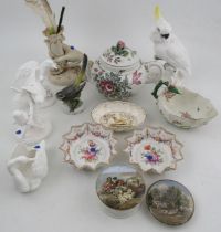 A collection of 19th and 20th century pottery and porcelain, to include two Pratt ware pot lids,