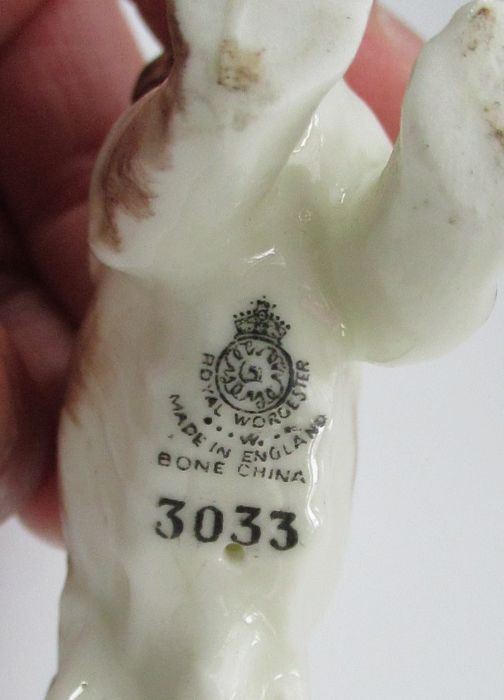 A Royal Worcester model, of a Liver and white Spaniel, Shape No 3033, height 2.75ins - Image 3 of 3