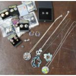 A collection of Shelia Fleet jewellery, to include enamel pendants, chains, earrings, silver