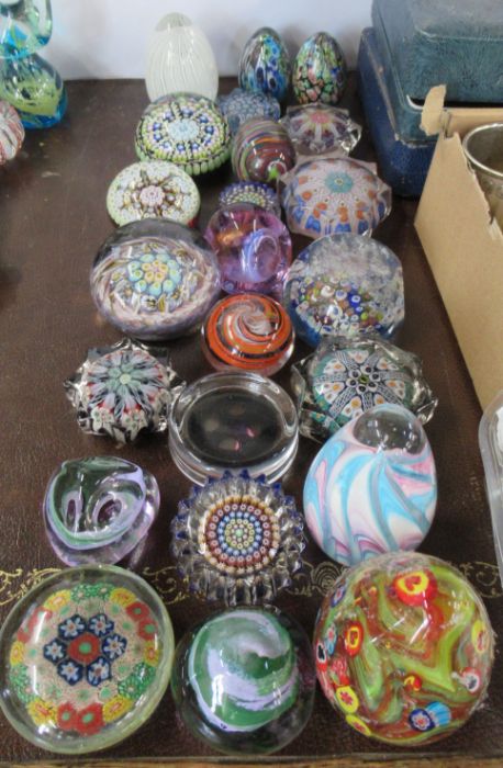 23 various glass paperweights