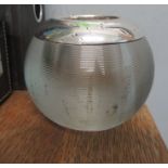 A ribbed glass match striker, with silver coloured metal mount, height 3.5ins - The glass is in good