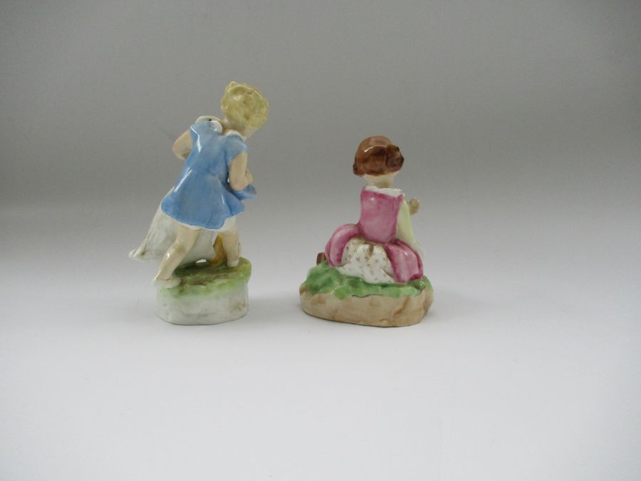 A Royal Worcester figure, Little Miss Muffet, together with the Royal Worcester figure, Goosie - Image 2 of 4