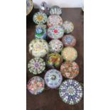18 various glass paperweights