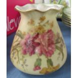 A Royal Worcester blush ivory vase, decorated with flowers, shape number G957