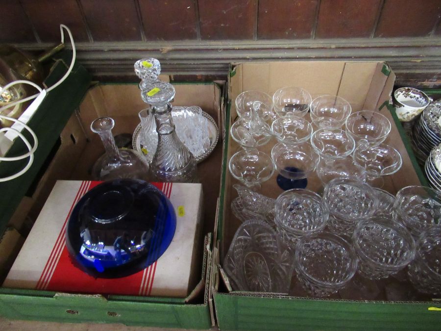 Two boxes of assorted glassware