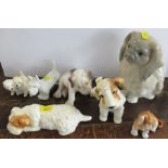 Seven porcelain models of dogs, to include Beswick, Lladro, Royal Copenhagen etc - All in good