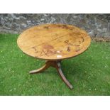 An oak tripod table diameter 35ins height 28ins