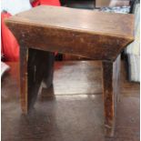 A small Antique elm stool, 12ins x 8ins, height 12ins