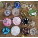 16 various glass paperweights