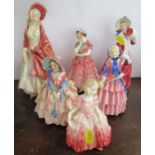 6 Royal Doulton figures, Rose, Hazel, Biddy, Christmas Morn, The Paisley Shawl and Maisie - All in