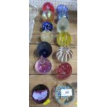 14 various glass paperweights