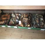Four boxes of assorted ornaments, china, model cottages etc