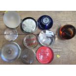 10 various glass paperweights including advertising examples and a Concorde paperweight