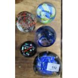 Five Caithness glass paperweights