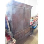 A 19th century oak linen press, width 51ins, height 74ins, depth 24ins