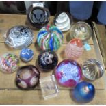 14 various glass paperweights