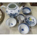 A collection of English porcelain, all decorated in blue and white, some being First Period