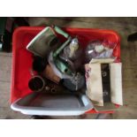 A box of sundries to include soda syphon etc
