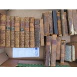 A collection of 18th century leather bound books relating to the British Theatre, including Bell's