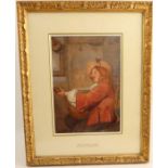 William John Wainwright, watercolour, The Lute Player, 11ins x 7.5ins