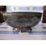 An A.E.Jones hallmarked silver oval bowl, with hammer beaten finish, weight 13oz