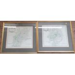 Two reproduction maps after Morden, Gloucestershire and Warwickshire, 12ins x 14ins