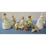 Eight Royal Worcester figures, Crinoline, Thrush, June, Friday's Child, Afghan, Snowy and