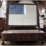 A 19th century mahogany dressing table mirror, the bow front base fitted with drawers