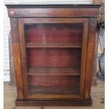 A Victorian pier cabinet, with inlaid and pressed metal decoration, width 30ins, height 27.5ins,